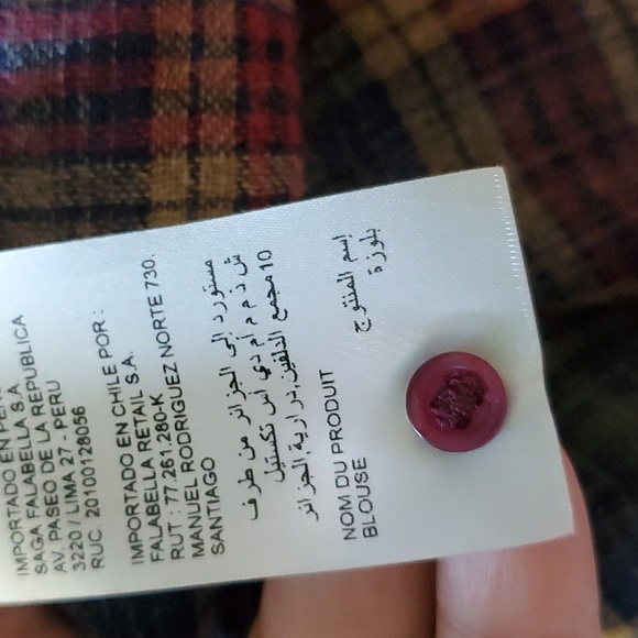 Maison 123 Plaid Burgundy Blue Ruffle Wool Blend Blouse Size Medium - Picture 13 of 15